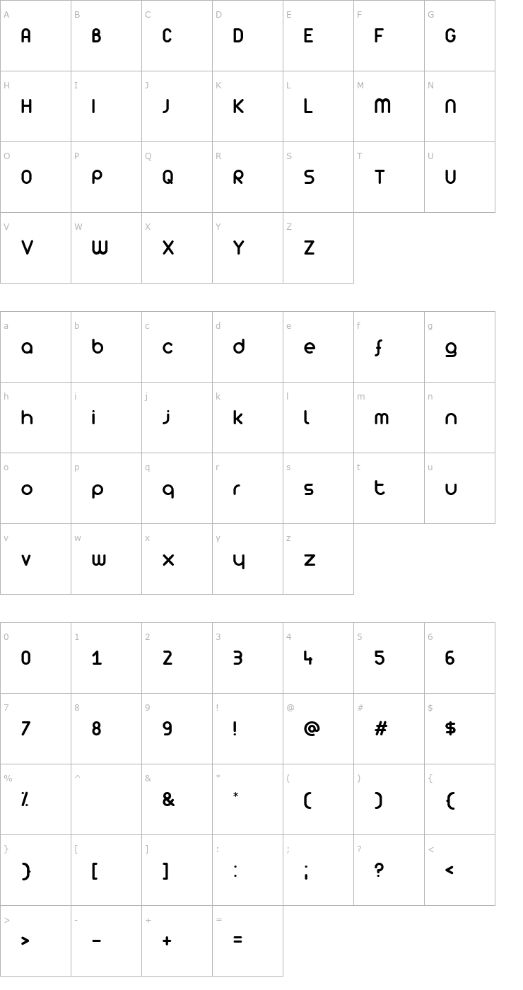 Character Map [z] Arista Light Font