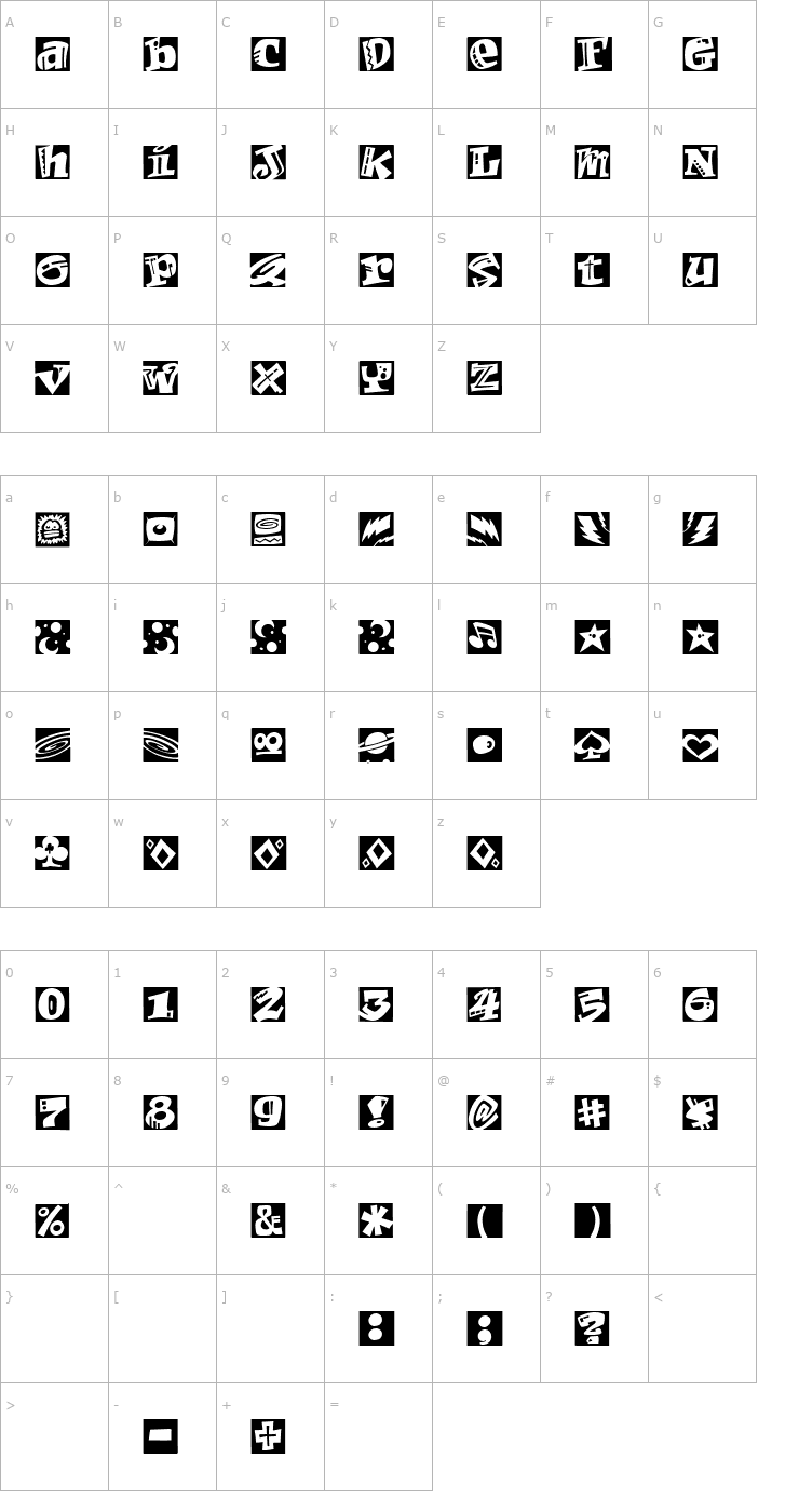 Character Map 0 Cube a Rama DNA Font