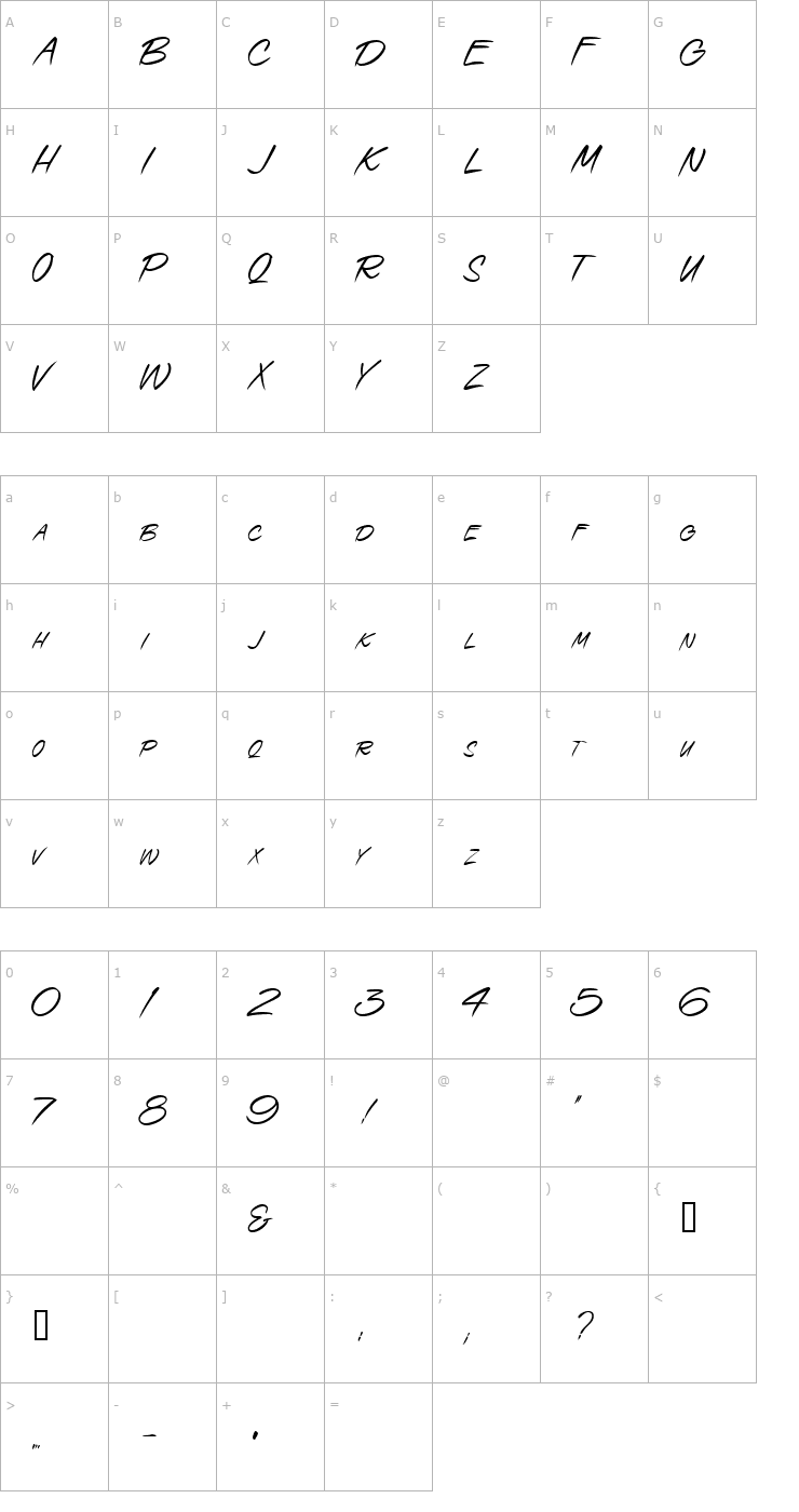 Character Map 0 SpeedStroke DNA Font