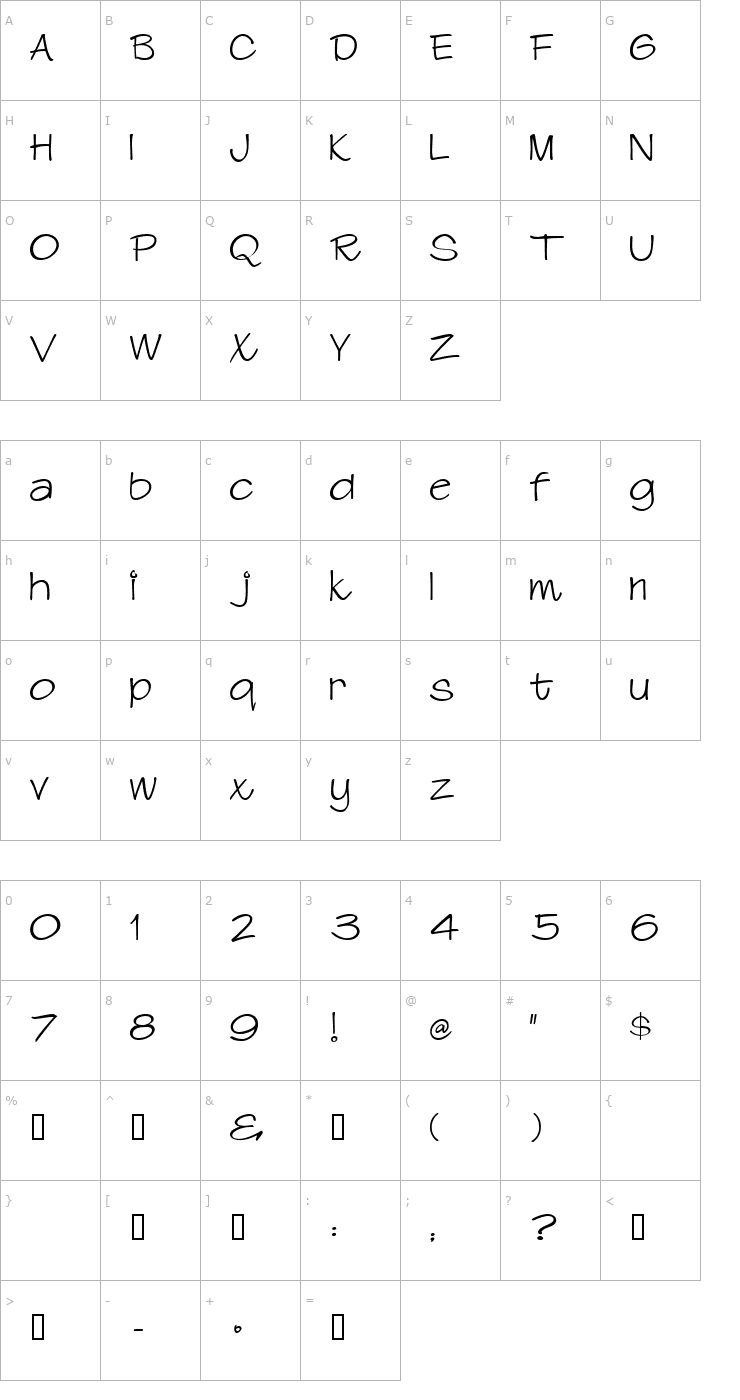 Character Map 0 Swing DNA Font