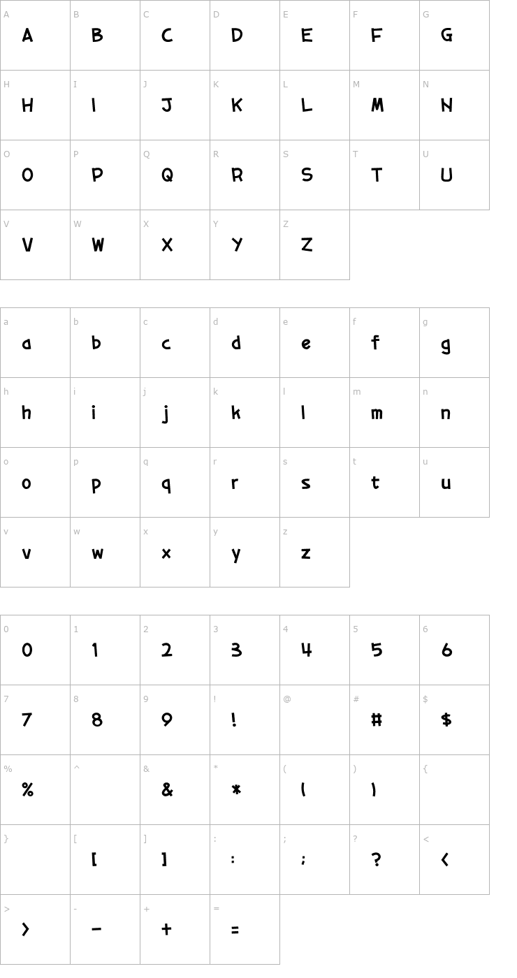 Character Map 01tama Font