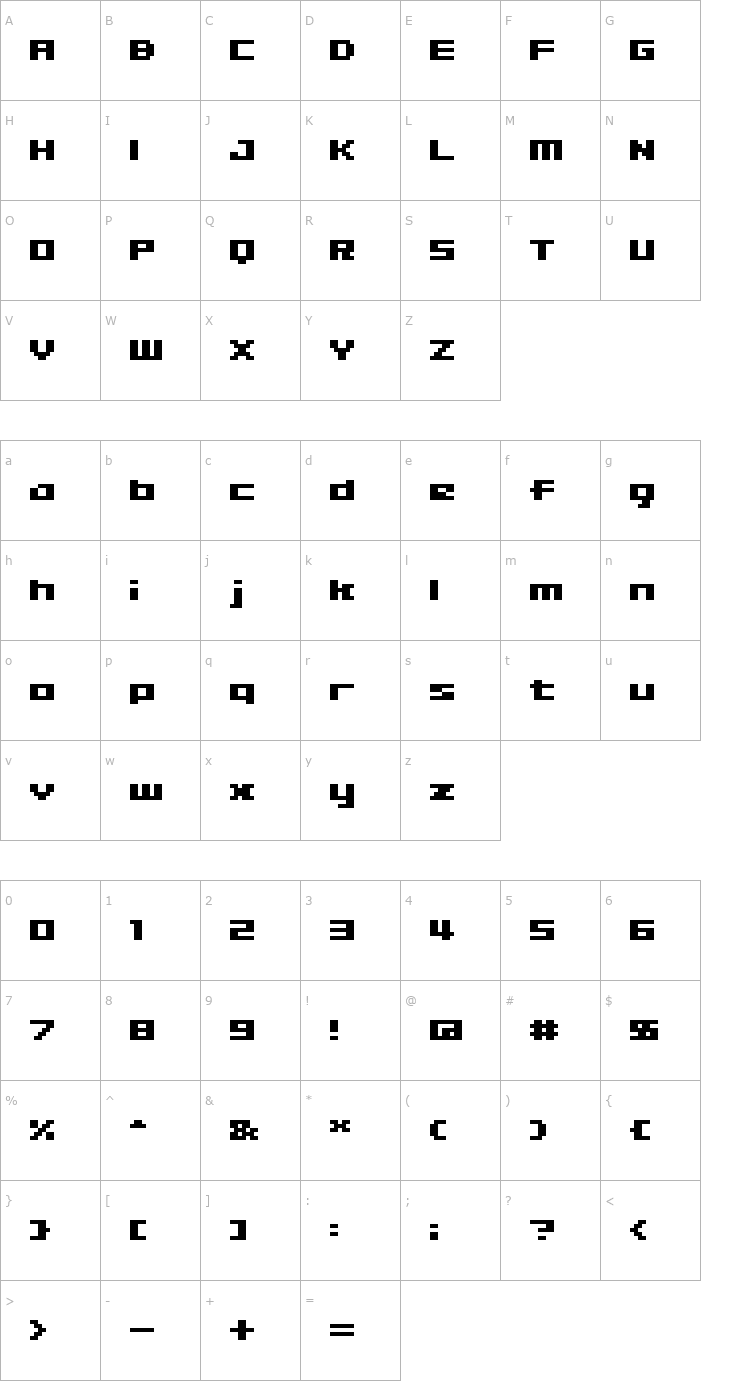 Character Map 04b_09 Font