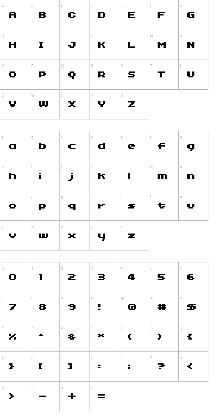 Character Map 04b_11 Font