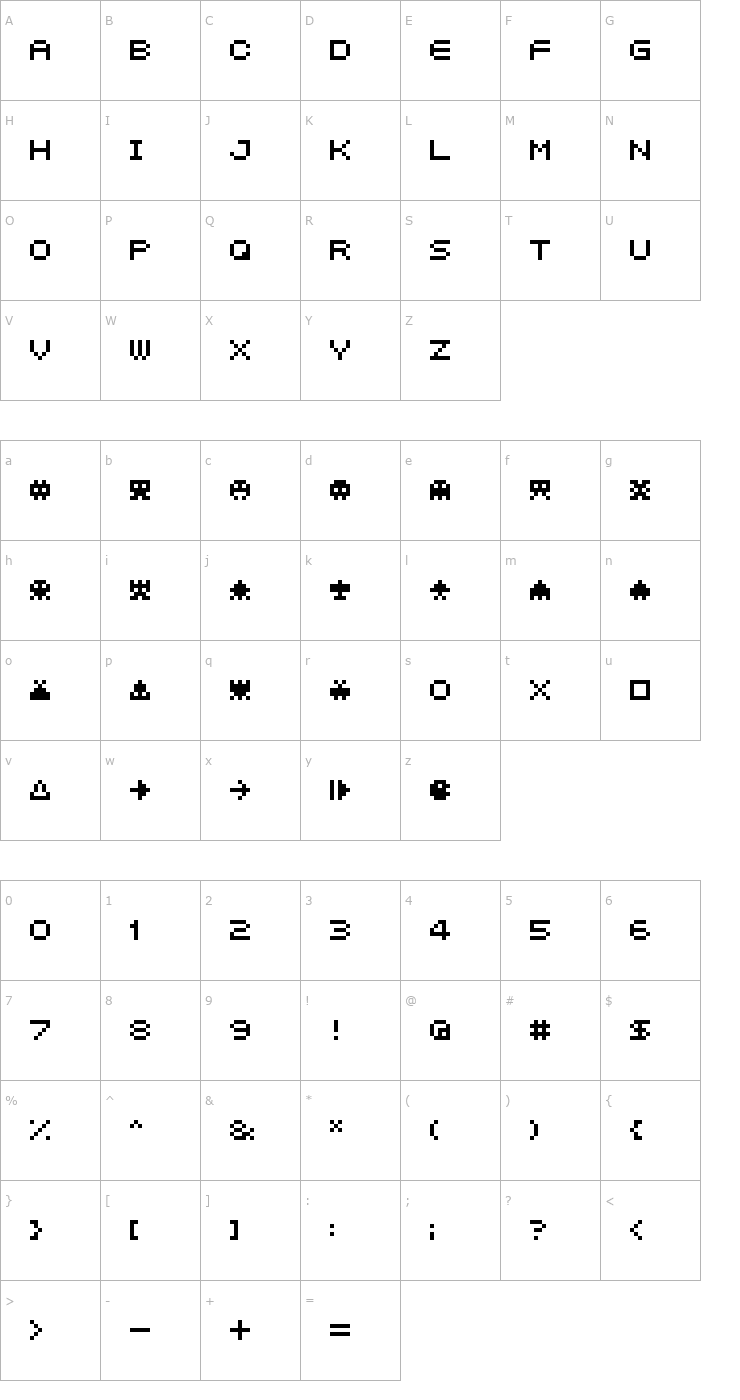 Character Map 04b_21 Font