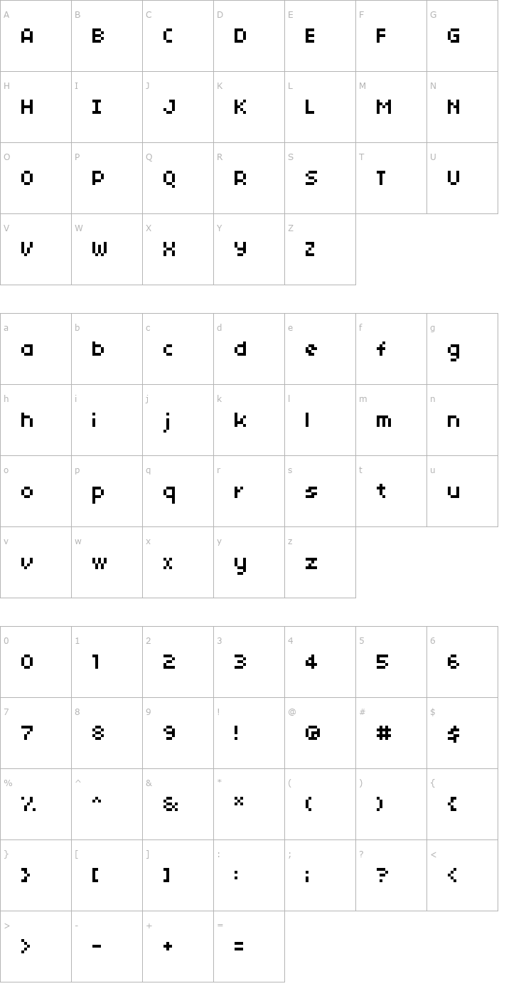 Character Map 04b03 Font