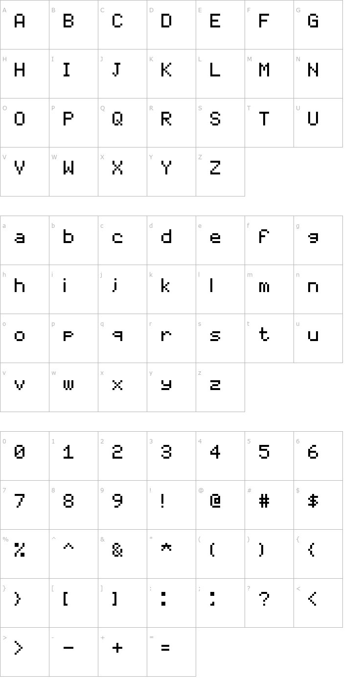 Character Map 07x5 Font