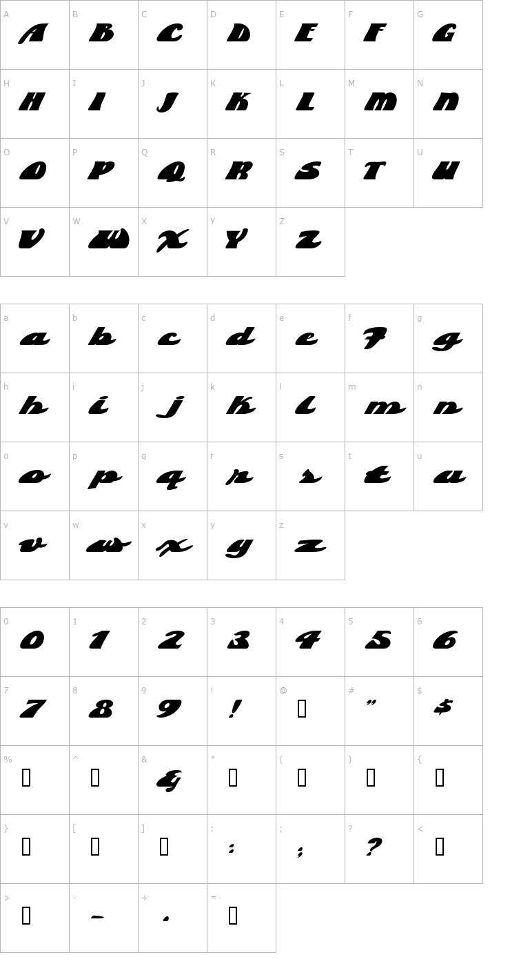 Character Map 1 Brougham DNA Font