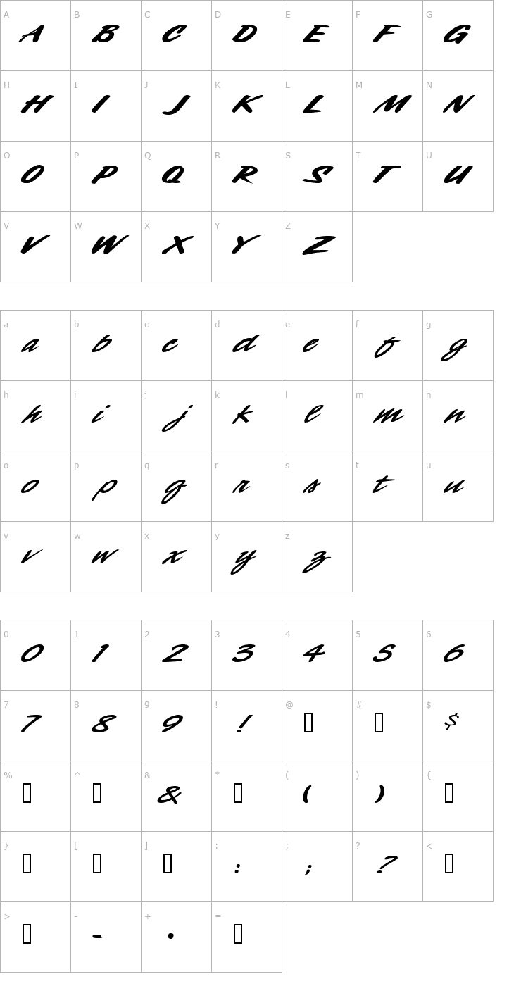 Character Map 1 Santa Fe DNA Font