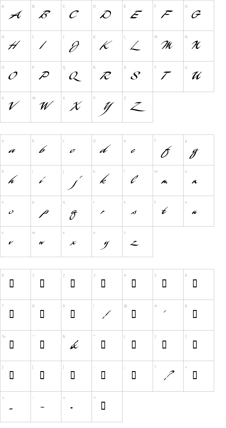 Character Map 1 WarBird DNA Font