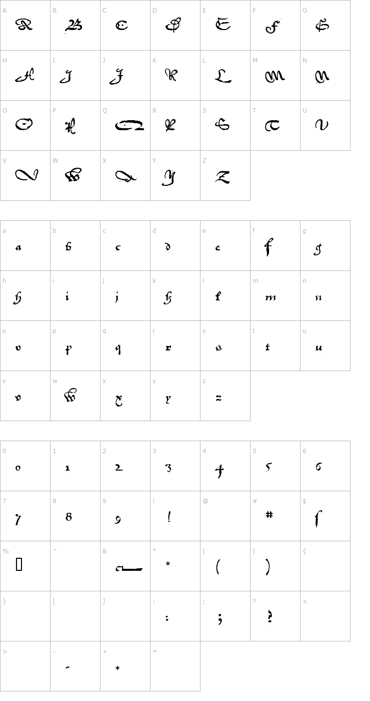 Character Map 1742 Frenchcivilite Font