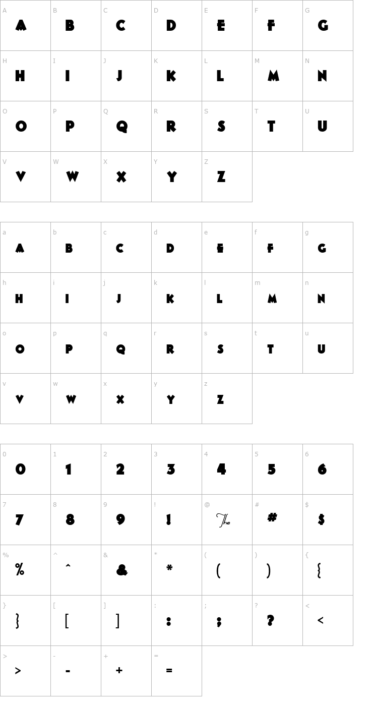 Character Map 2 Bruiser DNA Font