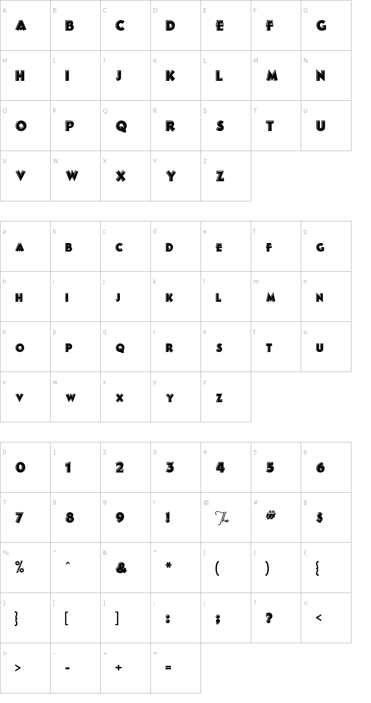 Character Map 2 Bruiser Lit DNA Font