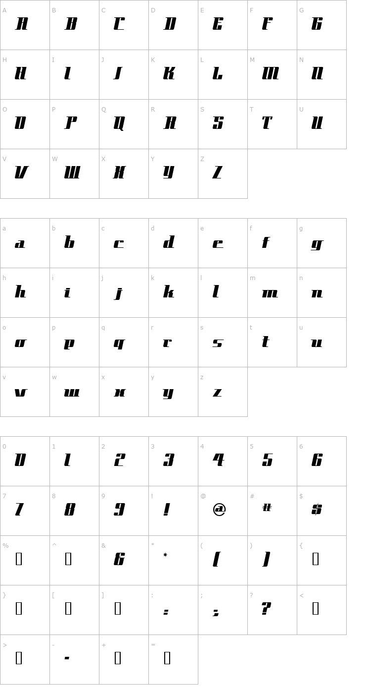 Character Map 2 Cadet DNA Font