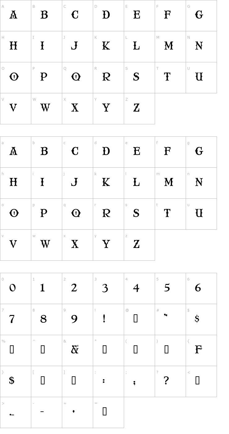 Character Map 2 Matilda DNA Font