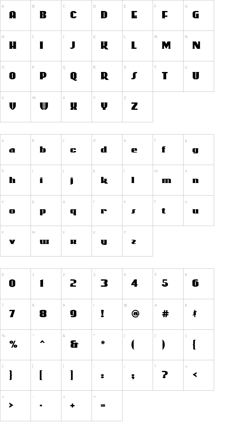 Character Map 2 Woody DNA Font