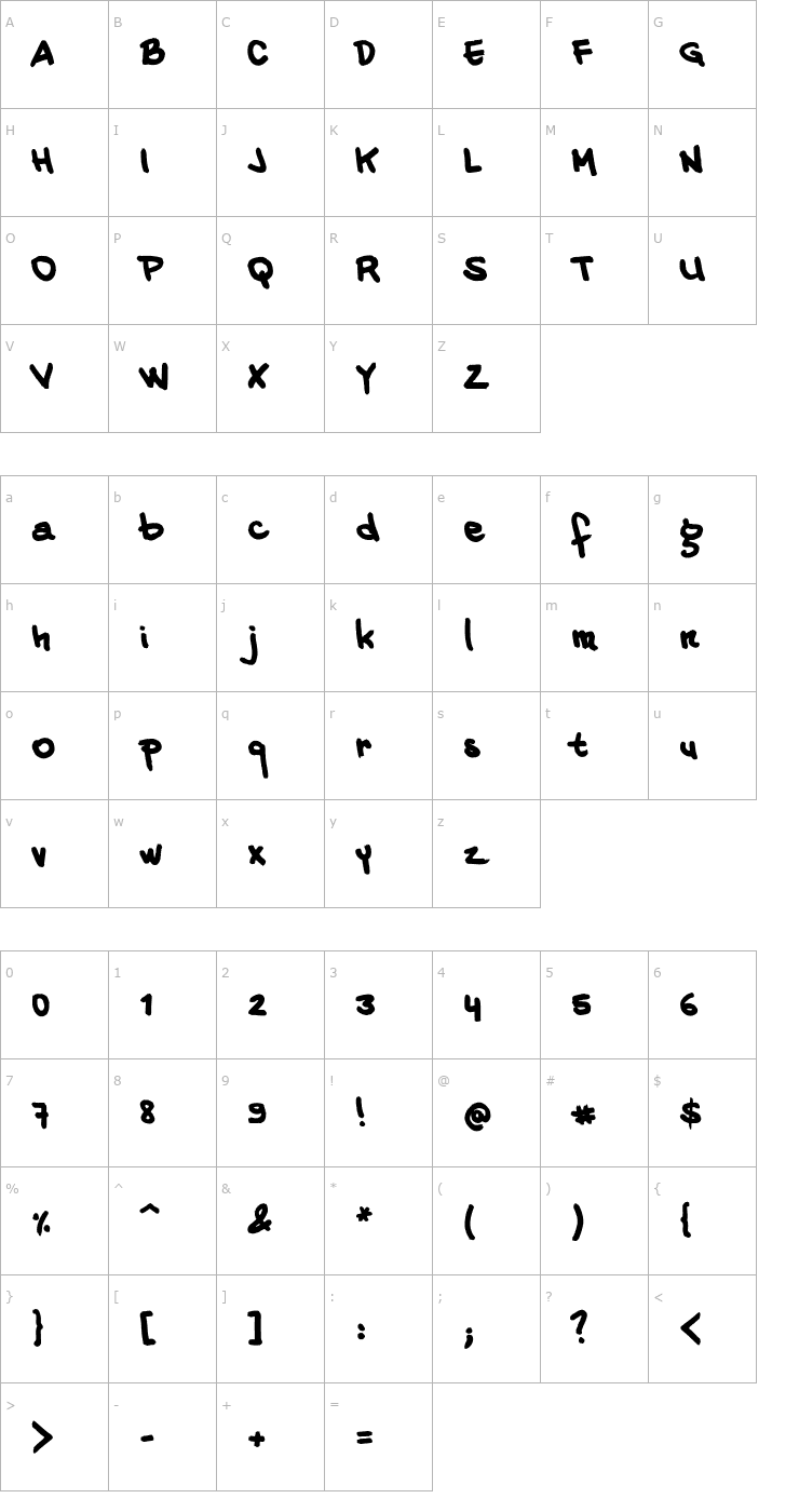 Character Map 20 Cents Marker Font