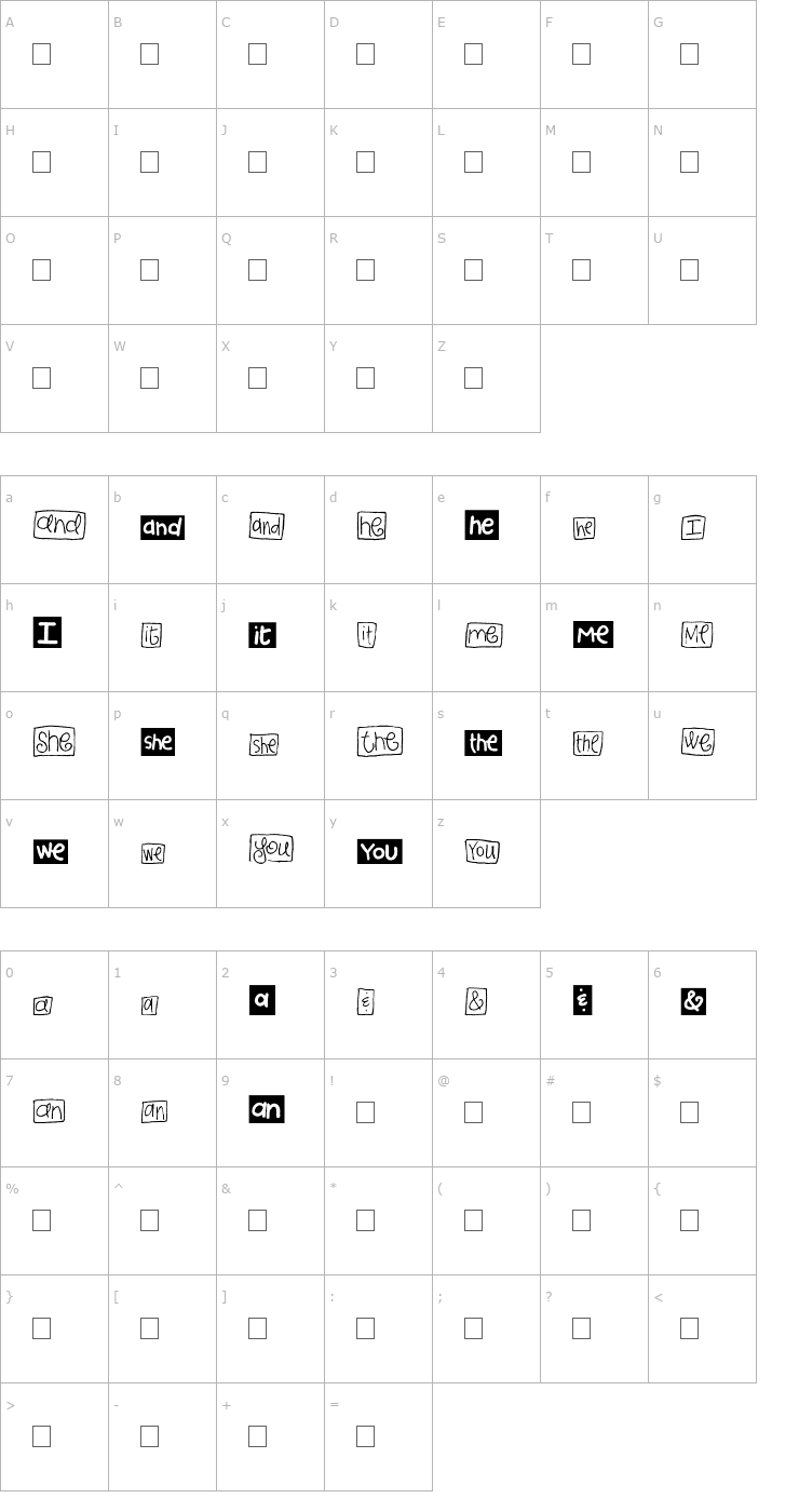 Character Map 2Peas Blocks - Little Words Font