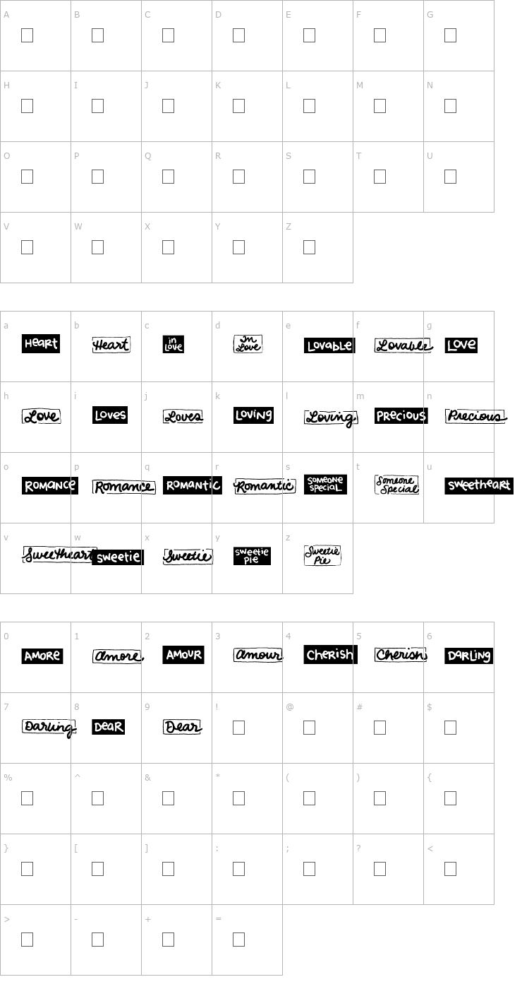 Character Map 2Peas Blocks - Love Font