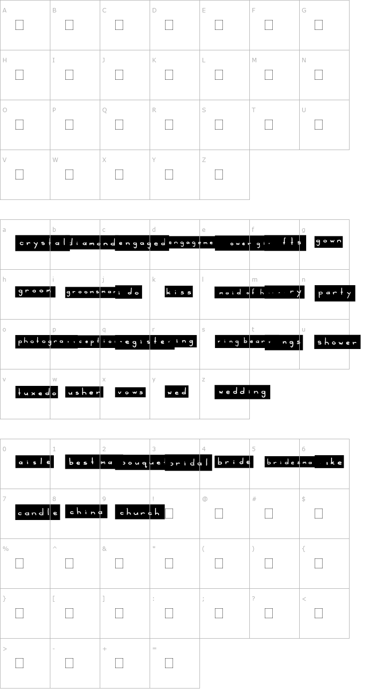 Character Map 2Peas Blocks - Wedding 1 Font