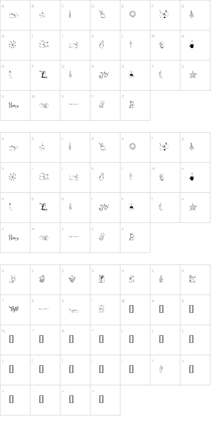 Character Map 2Peas DW Let It Snow Font