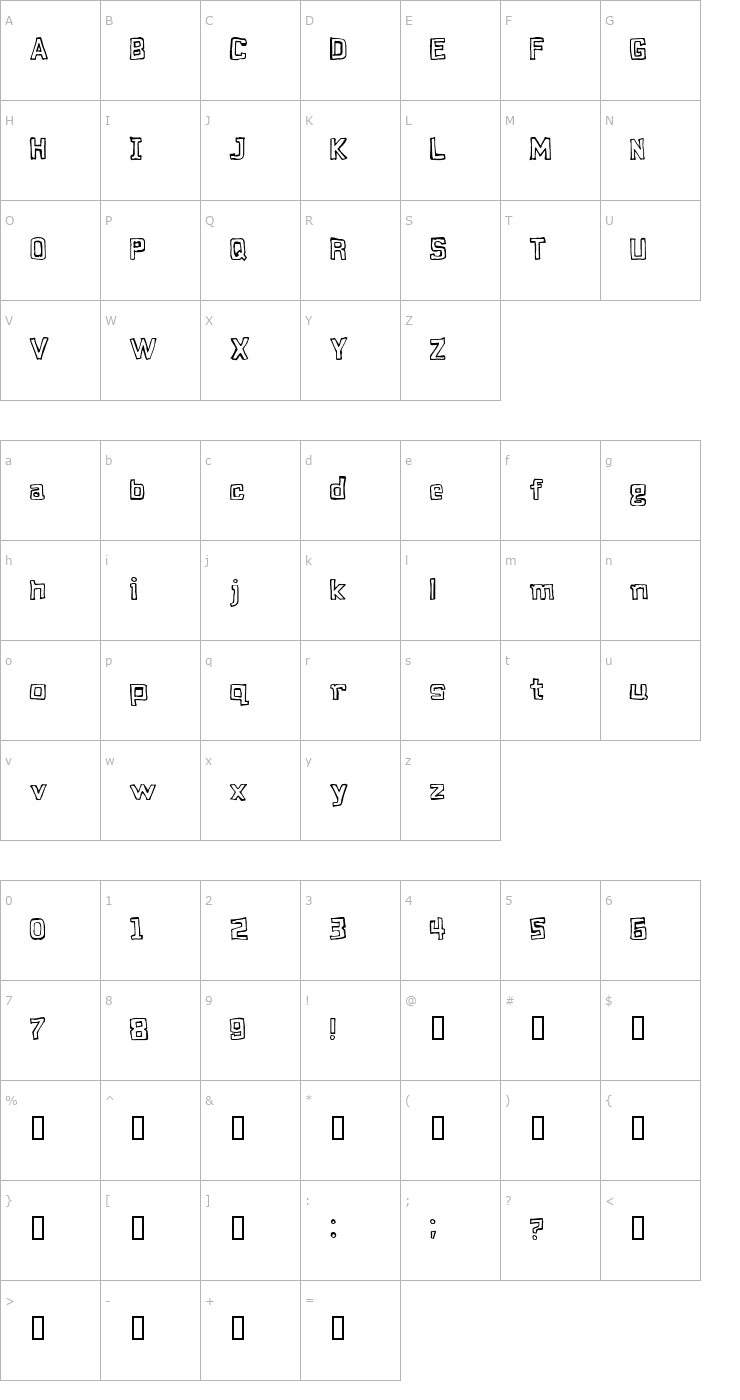 Character Map 2Peas RP FolkStar Font