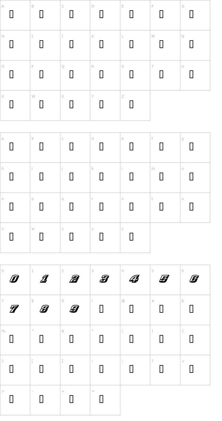 Character Map 3 RaceCarChisDNA Font