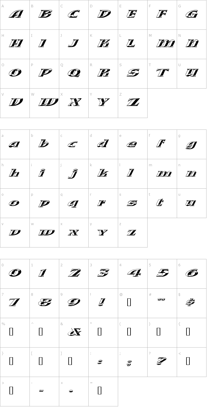 Character Map 3 RaceCL DNA Font