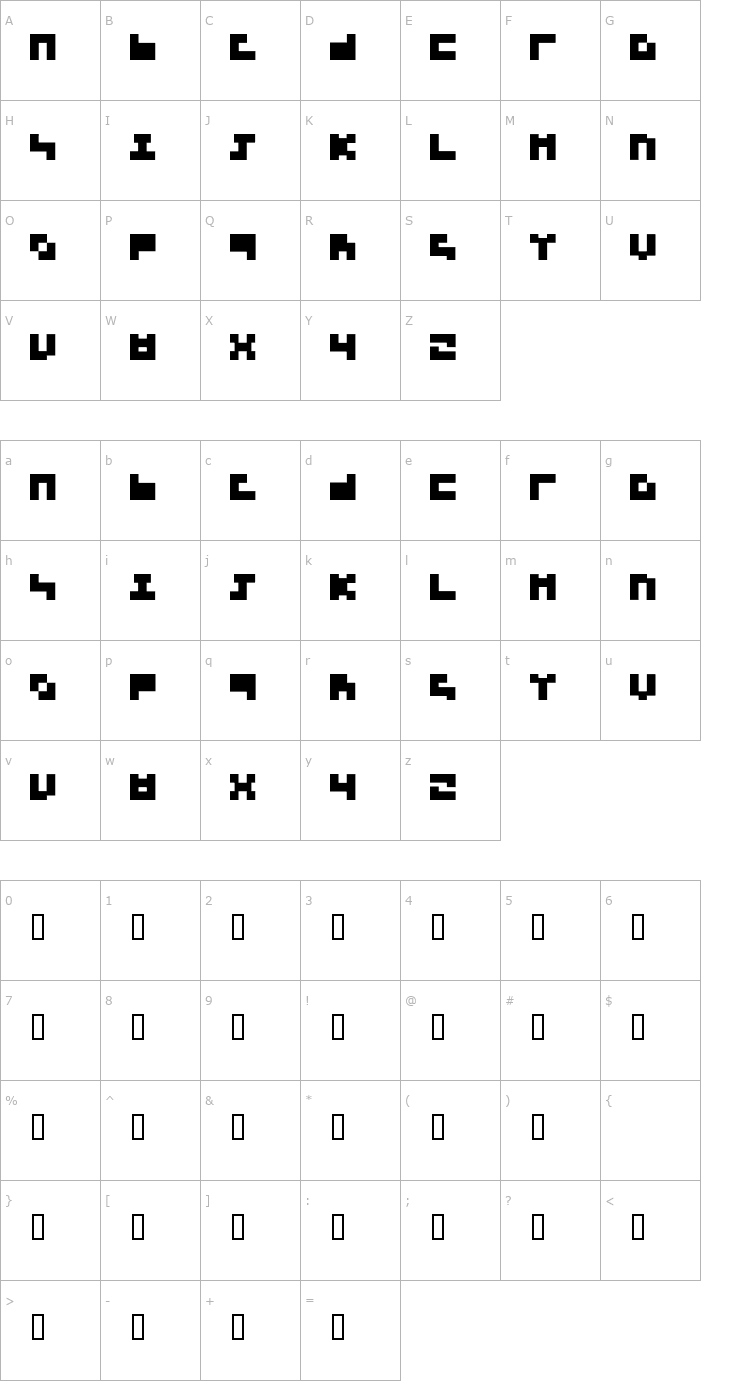 Character Map 3x3 regular Font