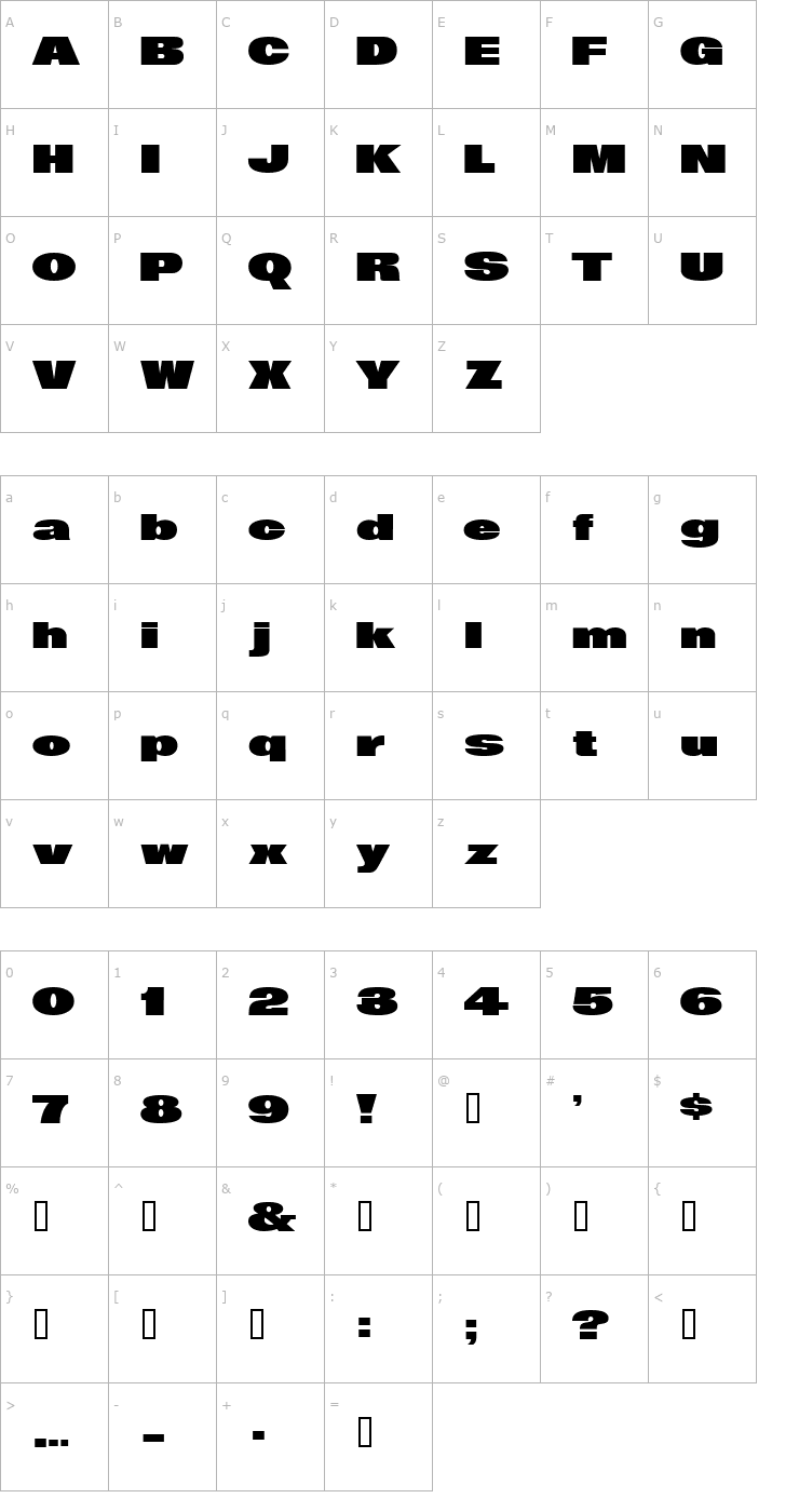 Character Map 4 BigRed DNA Font