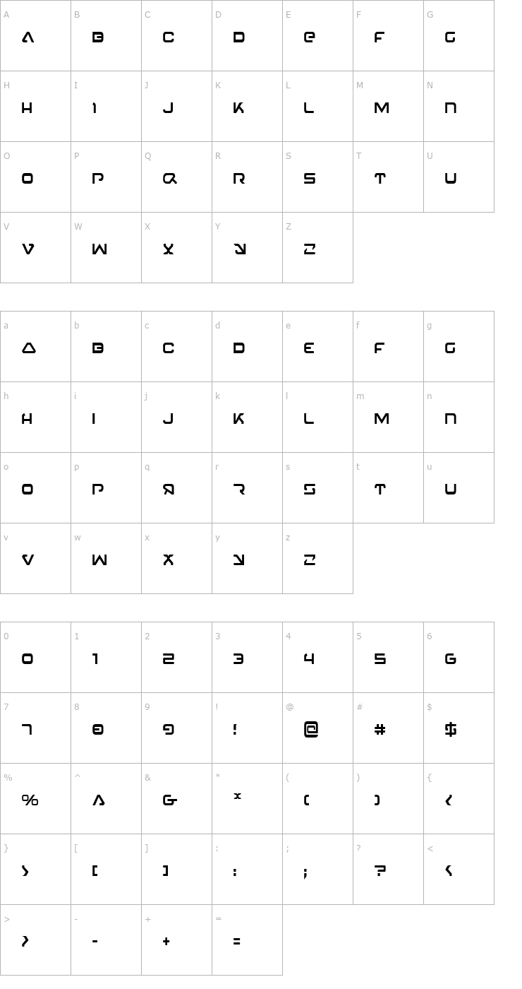 Character Map 4114 Blaster Condensed Font