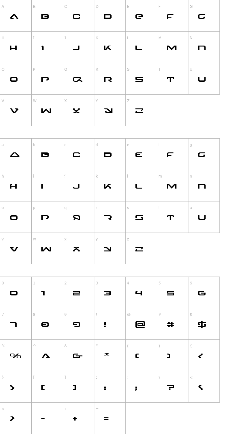 Character Map 4114 Blaster Expanded Font