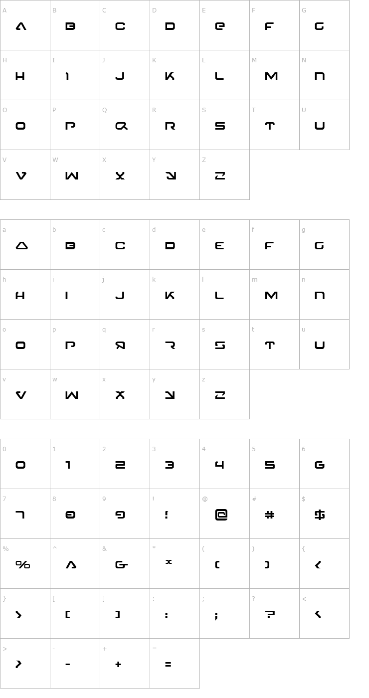 Character Map 4114 Blaster Font