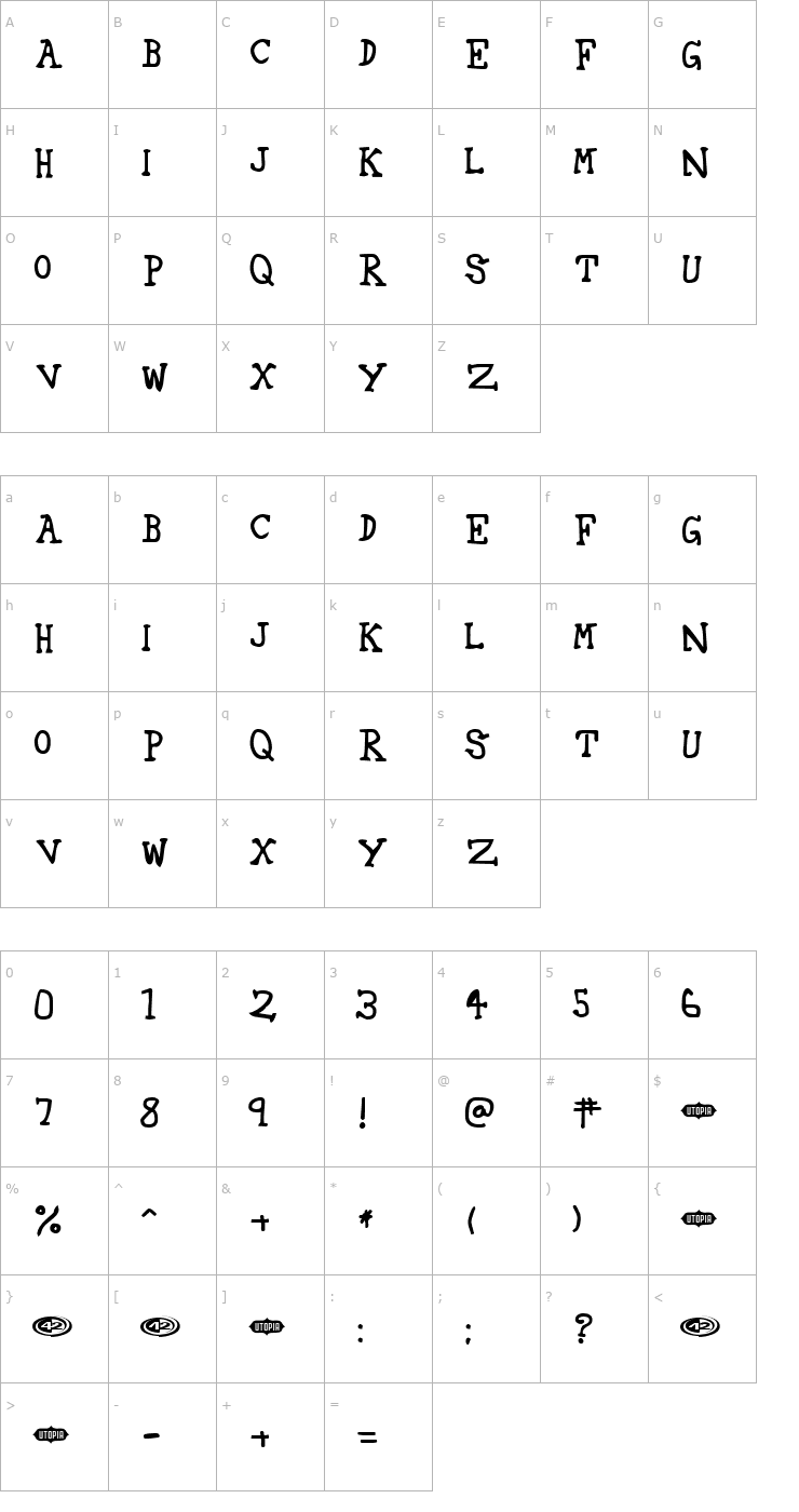 Character Map 42 Font