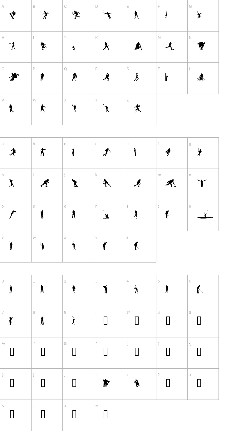 Character Map 4yeo Sport Font