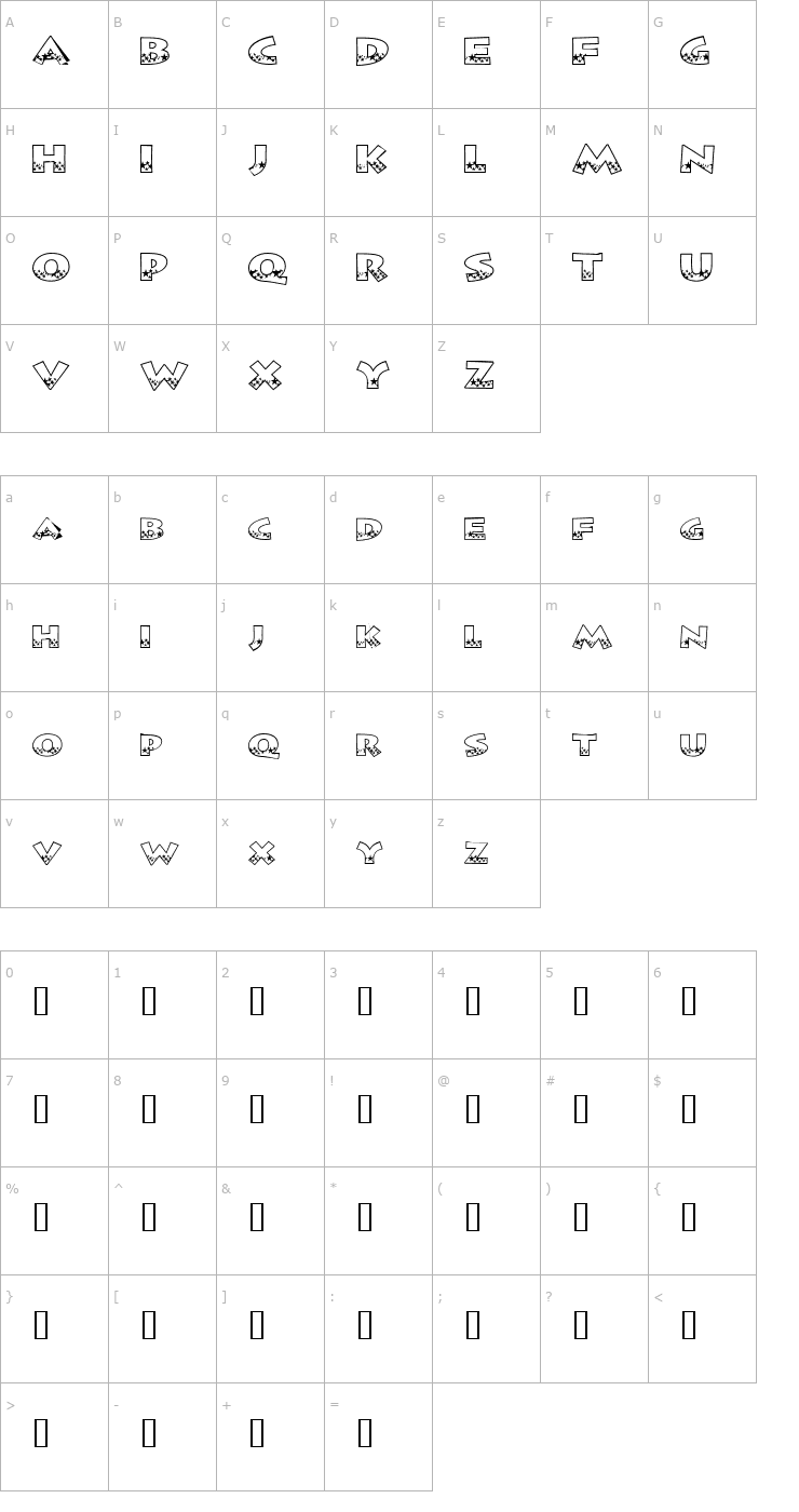 Character Map 5 Starbound Outline DNA Font