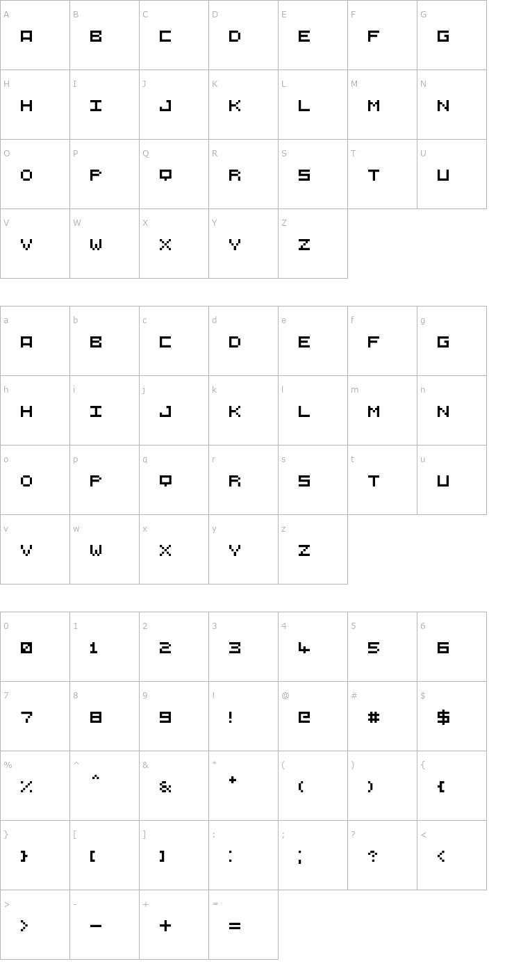 Character Map 5X5 Font