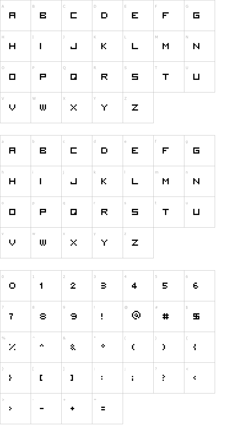 Character Map 5x5 Square Font