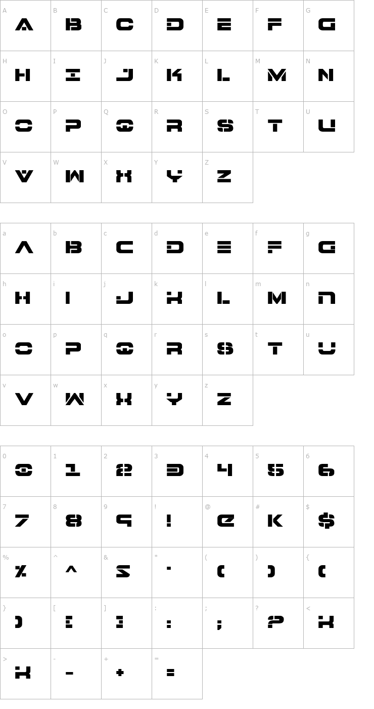 Character Map 7th Service Extra Bold Font