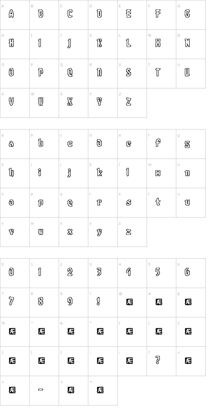 Character Map 8-bit Limit O (BRK) Font