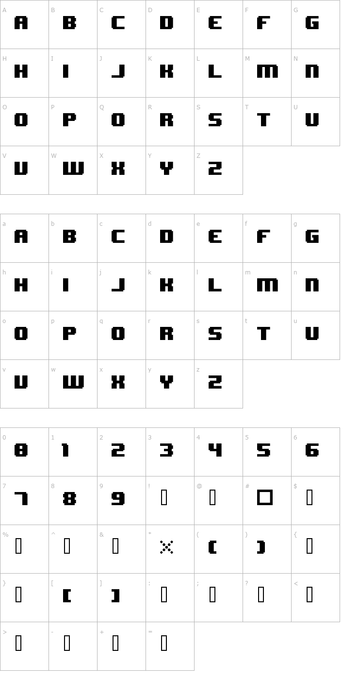 Character Map 8 Bit Wonder Font