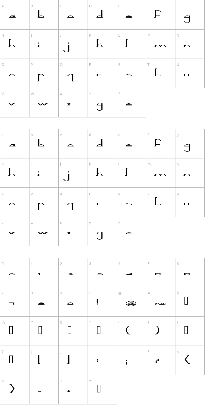 Character Map 90 Days Font