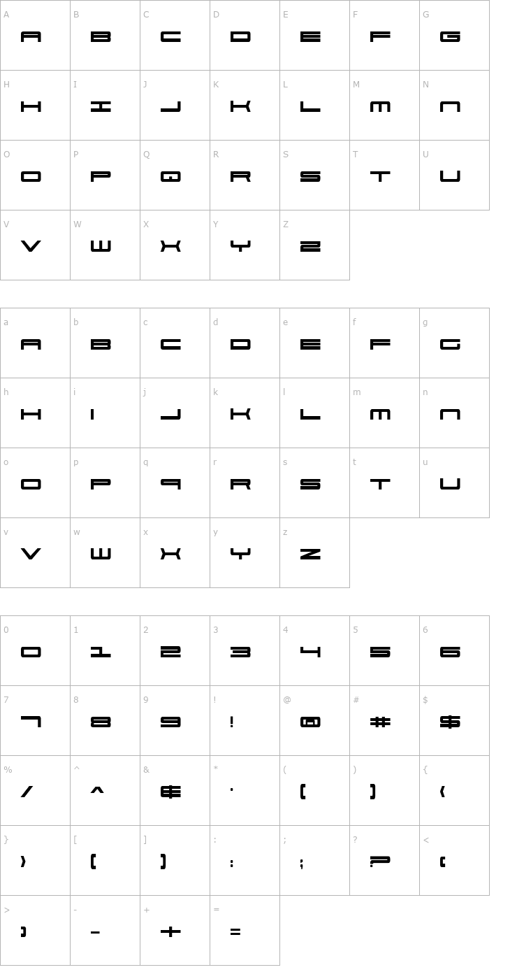 Character Map 911 Porscha Bold Font