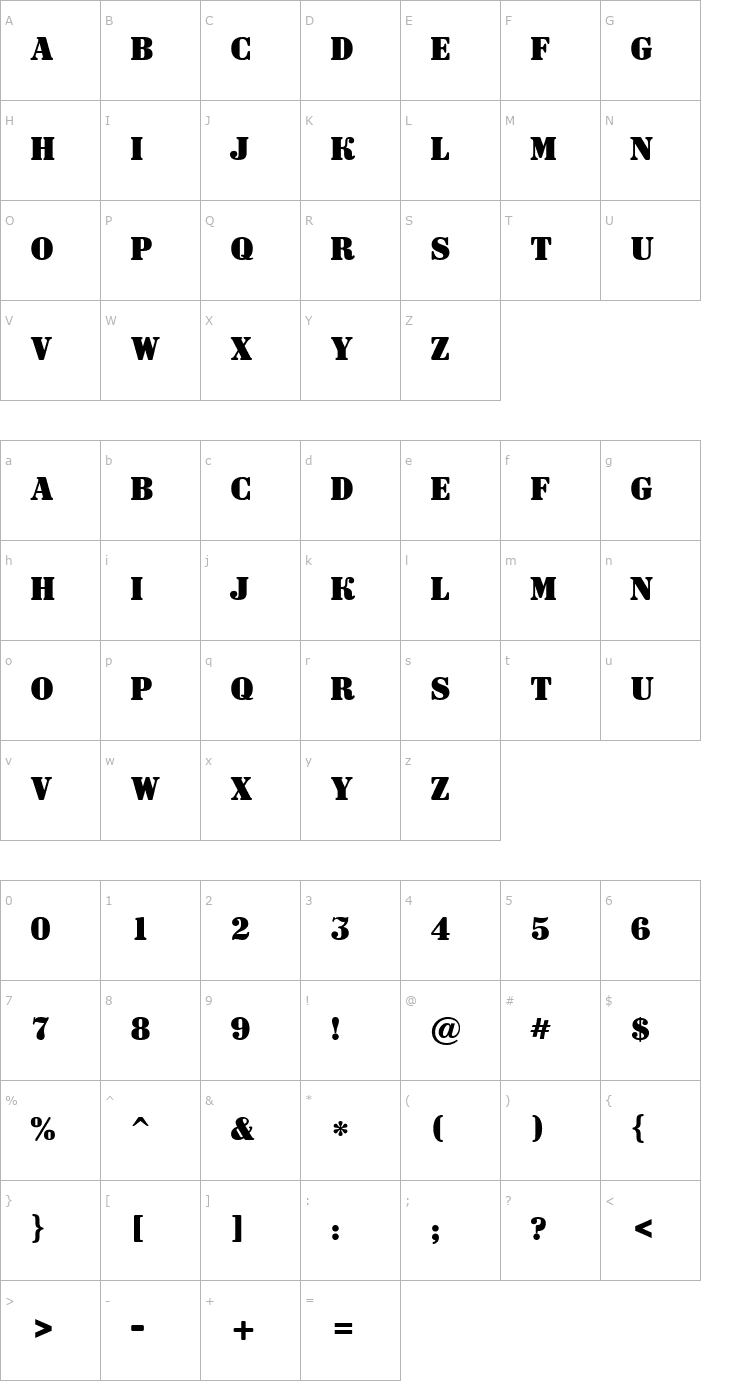 Character Map a_Dodger Bold Font