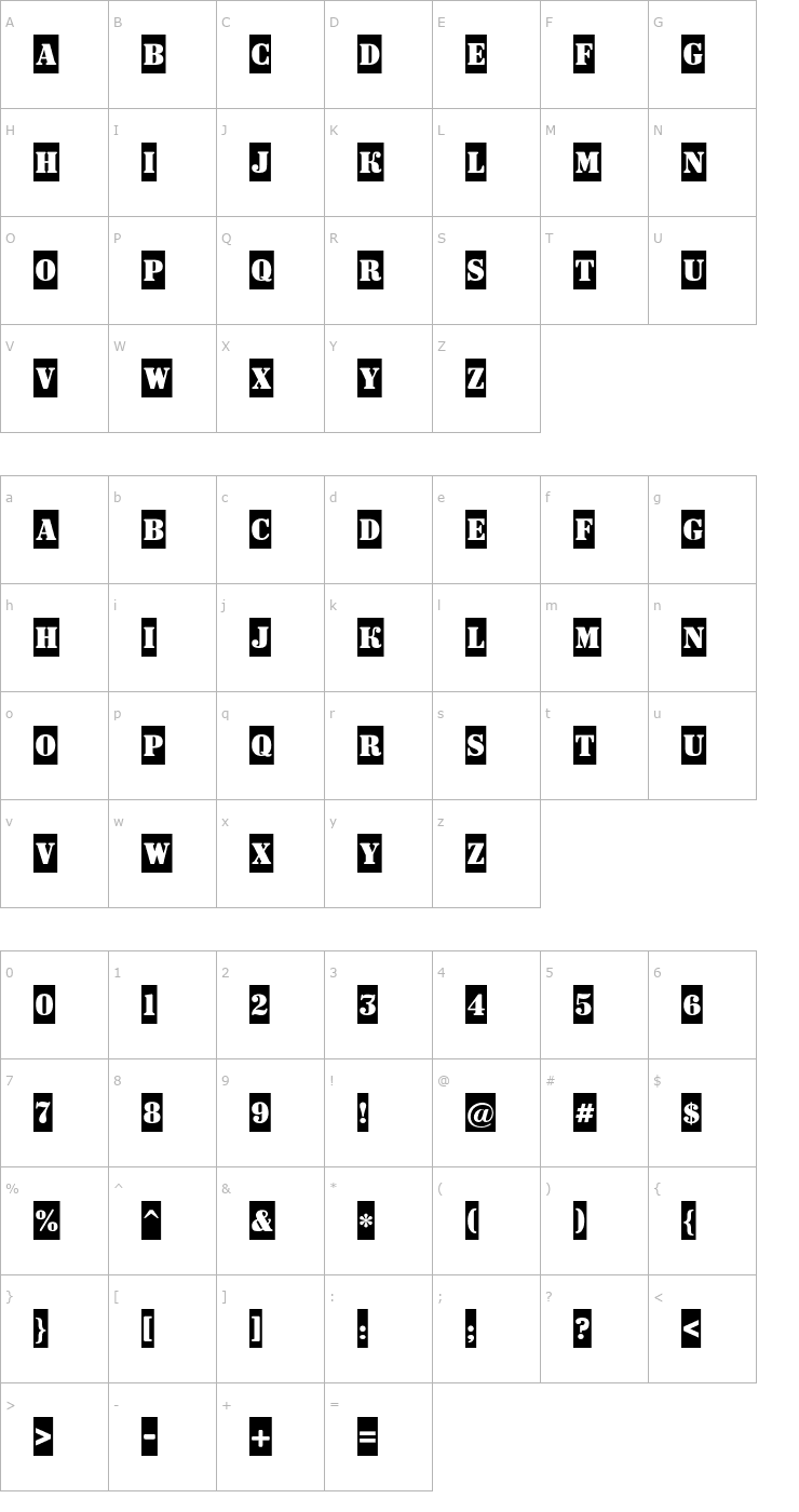 Character Map a_DodgerCm Font