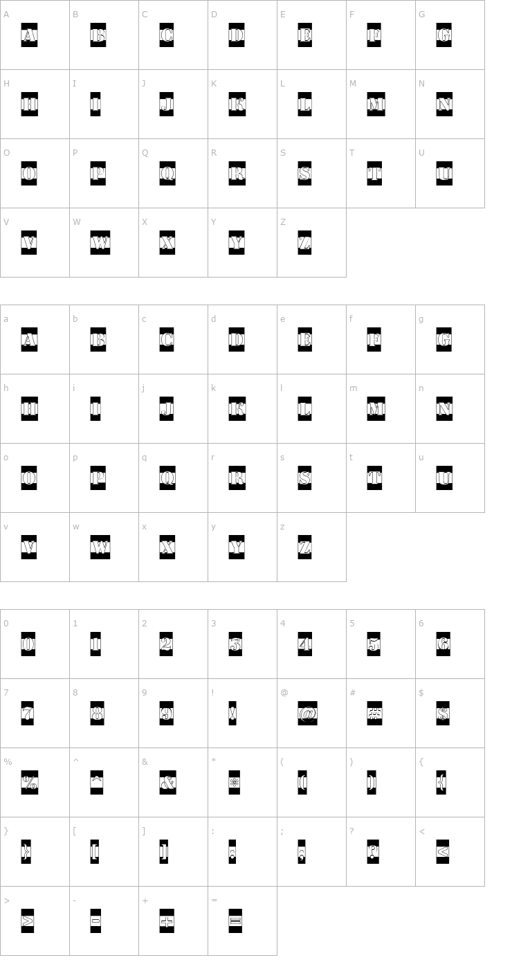 Character Map a_DodgerCmB&W Font