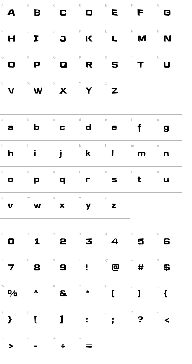 Character Map a_LineaSansDstr Bold Font