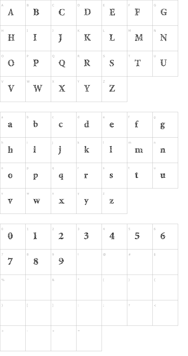 Character Map a Morris line OTF Font