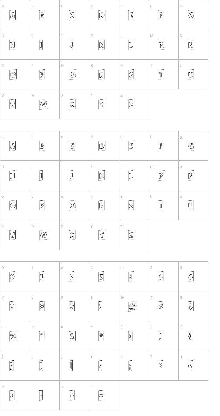 Character Map a_PlakatCmOtlUp Font