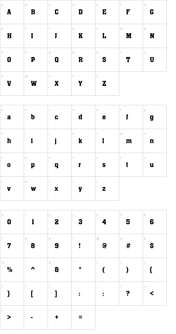 Character Map Aachen Regular Font