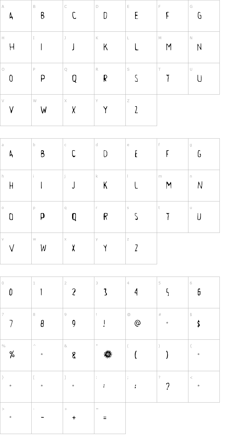 Character Map Aamunkoi Font